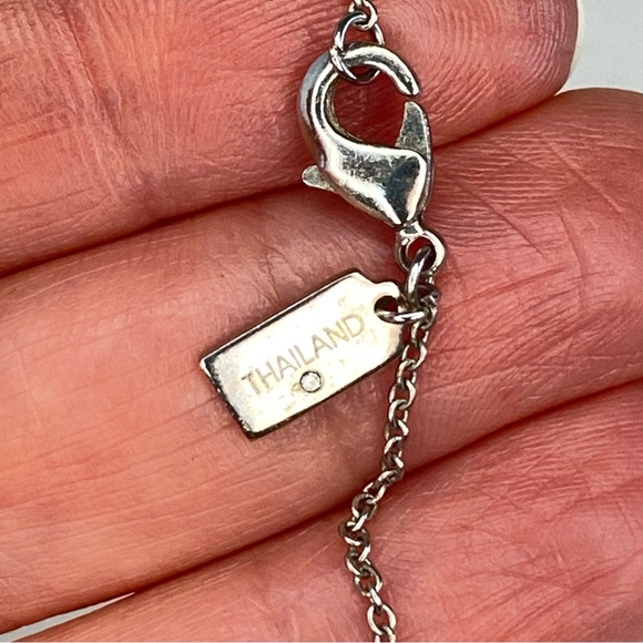 Coach Pink Bow Necklace Swarovski Crystal Silver Tone 16" Adjustable Signed - Picture 8 of 9